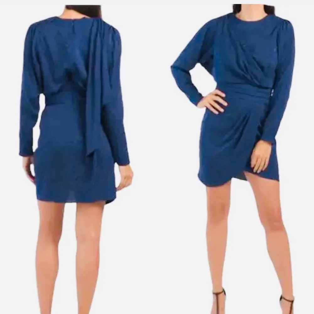 Ronny Kobo Shanaya Drape Mini Dress Navy Zebra